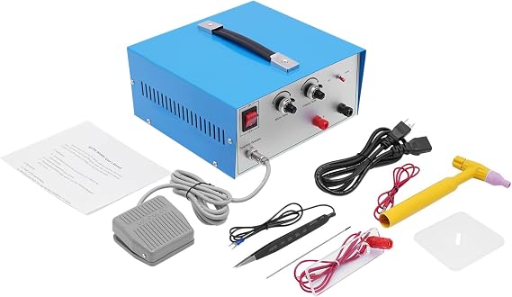 Jewelry Welding Machine, 80A 110V Adjustable Jewelry Spot Welder with Foot Pedal & 0.004-0.04in Hand-Held Welding Gun for Gold Silver Platinum Spot Weld