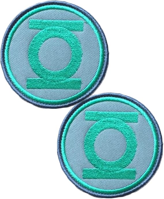 Heiorpai 2Pcs Green Lantern Corps Power Ring Logo Patch Embroidered Decorative Hook and Loop Fasteners Backing Patch