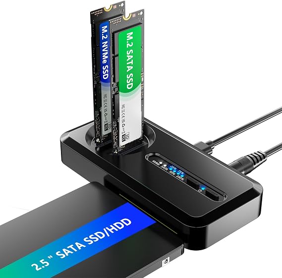 M.2 NVMe to 2.5'' 3.5'' Offline Clone Enclosure, SATA SSD to NVMe SSD Enclosure Adapter Cloner, 10Gbps Standalone Clone Duplicator