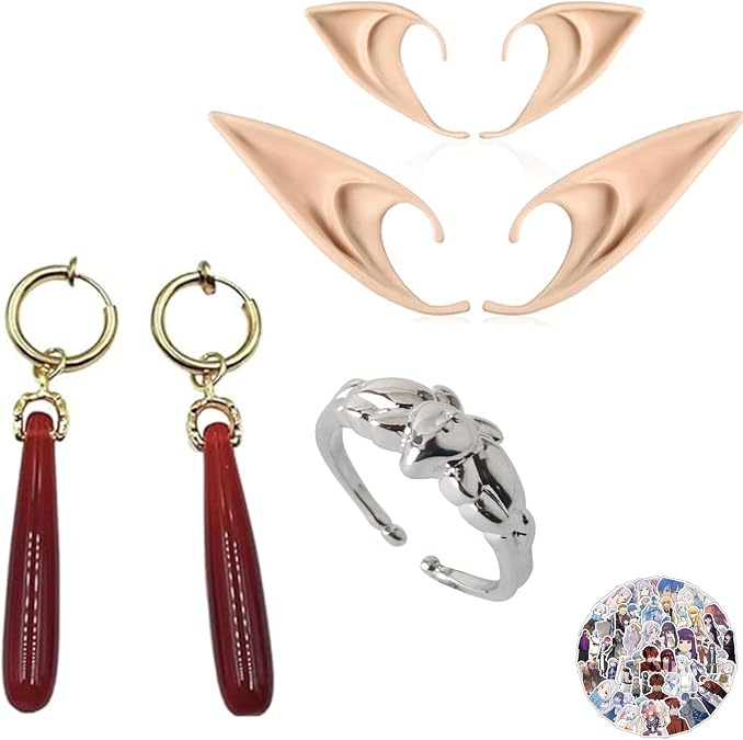 PPX Anime Frierenn Earrings Ring Ears Stickers Cosplay Props Ornament, Halloween Accessories