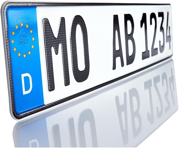 Car Number Plate 520 x 110 cm DIN Certified for Car Pack of 1 Official Euro number plate for your car bicycle carrier number plate with individual embossing made in Germany