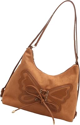 Backpack for Women Retro Butterfly Slouchy Purse Shoulder Bag with Adjustable Strap Retro Crossbody Bags Handbag