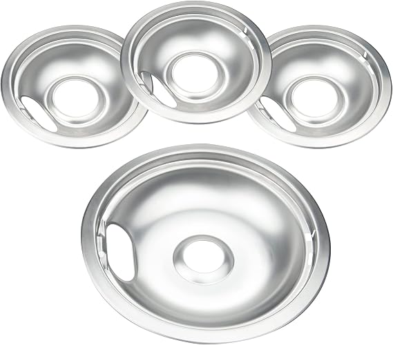 Electric Stove Drip Pans for Whirlpool W10278125, 4-Pack (3x6",1x8")