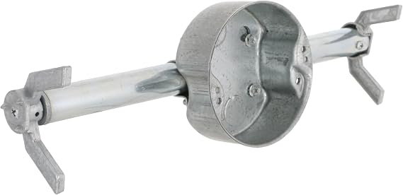 RACO RETRO-BRACE 936 1.5-in. Deep Ceiling Fan Box for Old Work 2.5-in. Knockouts, Old Work Electrical Box, Adjustable Brace, and Mounting Bracket for Ceiling Light Fixtures & Chandelier Fans