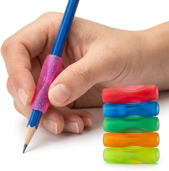 Pencil Rubber for Handwriting, Ergonomic Pen Writing Grip Assorted Colors (8PCS)