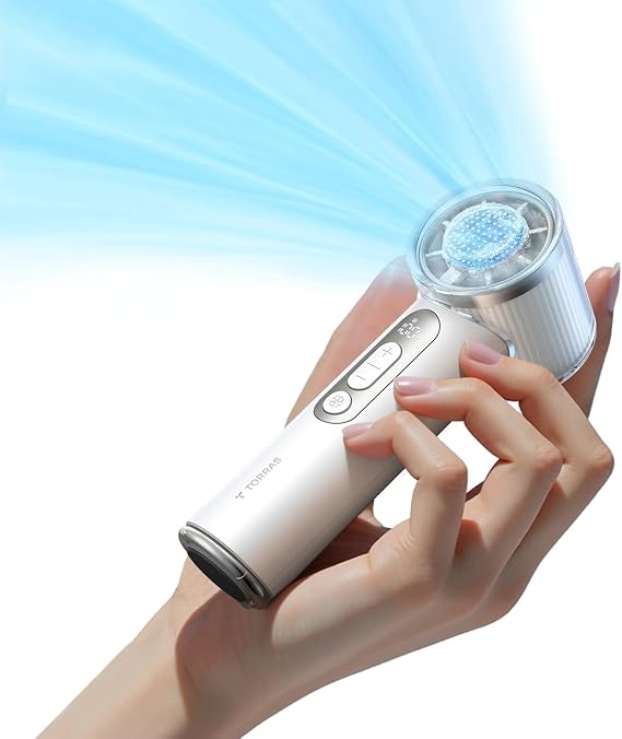 TORRAS COOLiFY iva Handheld Fan with Ice Cooler, [Chill by 50F], 0-100 Adjustable Speed, Super Mini Powerful Portable Fan 4900mAh Rechargeable, Hand Fans for Travel Essentials,Mothers Day Gifts,Ivory