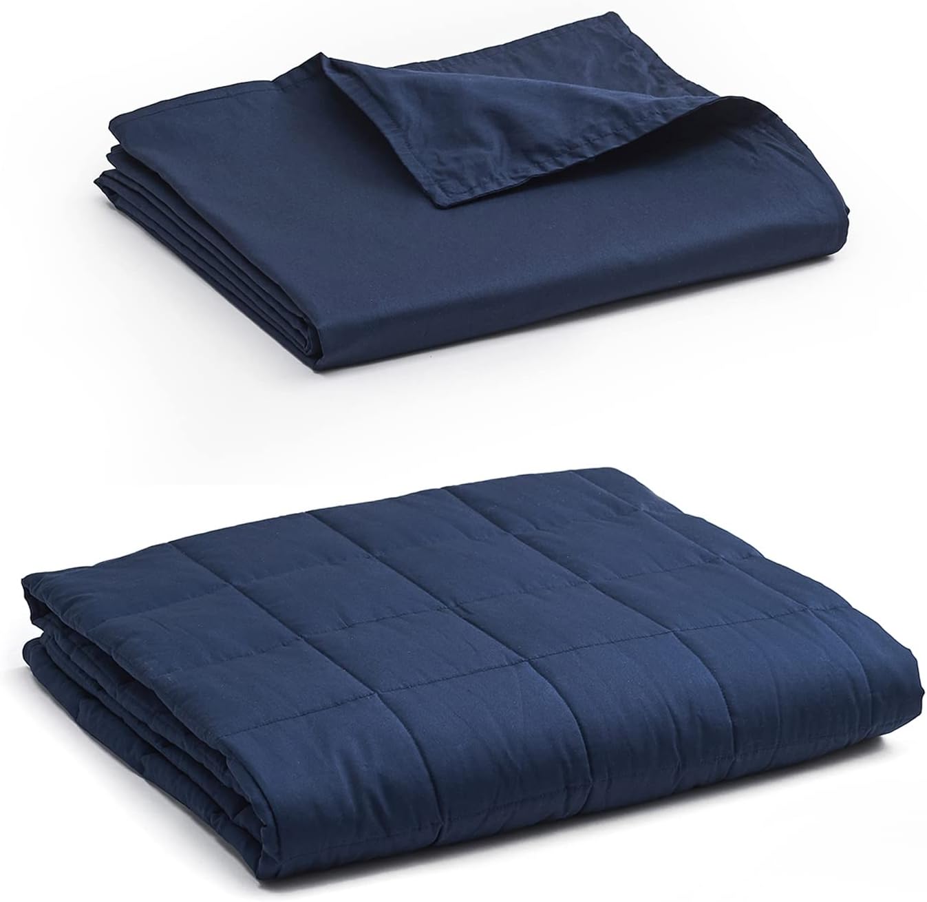 YnM Weighted Blanket with Cotton Duvet Bundle | 60''x80'' 15lbs, Suit for One Person~140lb Use on QueenKing Bed | Navy