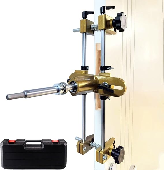 Door Lock Hole Opener Kit,Mortise Lock Jig with 3 Tungsten Drill Bits Mortising Jig Tool Door Mortise Jig Door Lock Installation Kit Mortising Machine Mortise Jig for Wooden Door