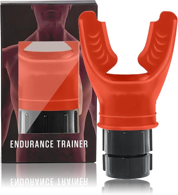 Inhale Intake Breathing Trainer | Lung Trainer for Respiratory Strength Adjustable Resistance Breathing Trainer with High-Grade Silicone Raven Black+Tomato