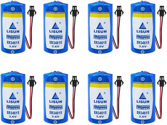 MEELER 8 Pcs ER34615 3.6V 19000mah D Size Lithium Battery for LISUN Multipurpose PLC Programmer ETC Battery with Black Plug