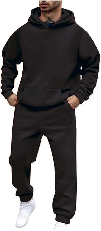 Tracksuit Mens Full Set Hooded Sweatshirt and Sweatpants Set Hoodie Joggers Sets 2 Piece Plain Tracksuit UK Jogging Bottoms Track Suits Outfits
