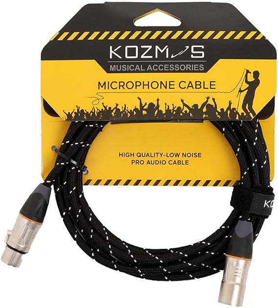 KOZMOS KCL-024-3M Siyah Örgülü XLR-XLR Mikrofon Kablosu (Gri Uçlu)