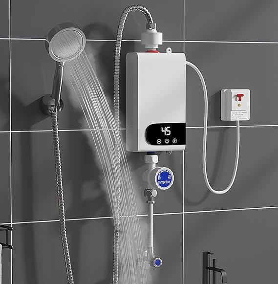 Electric Instant Hot Water Heater Shower Electric Tankless Shower Hot Water Faucet Kitchen Bathroom Instantaneous Water Heater Tap Hose Bracket for Bathroom