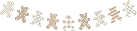 Beige Bear Garland Banner for We can Bearly Wait Baby Shower and Bear Theme Birthday Party Decoration