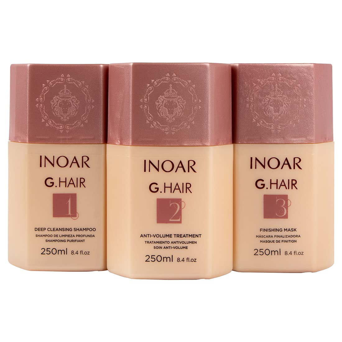 INOAR – G.Hair Keratin Smoothing System Kit, Deep Cleaning Shampoo, Anti Volume Treatment, Finishing Mask, Frizz Reduction, Dry Damaged Hair, Vegan Hair Products for Men & Women 6.45 fl. oz. Each