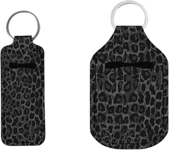 Coldinair Fashion Print Chapstick Holder Keychain Lip Balm Holder with Travel Size Hand Sanitizer Bottle Holder Keyring
