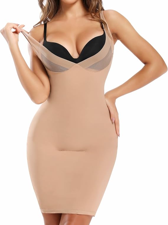 JOYSHAPER Women's Full Slip for Under Dresses Skirt Camisole Dress Slip Shapewear Deep V Slip Body Shaper