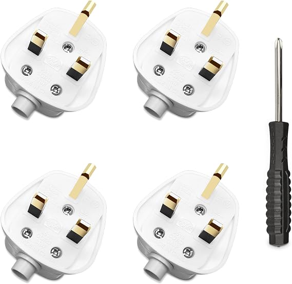 4 Pack 13 Amp Plug UK, 3 Pin Plug UK 13A Fused Mains