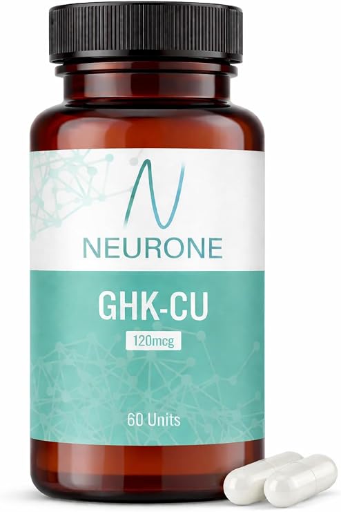 Neurone GHK-Cu Copper Peptide Capsules, 60 Count, 120 mcg Per Capsule Lab Grade Research Material, High Purity Formula, Vegan, Non-GMO