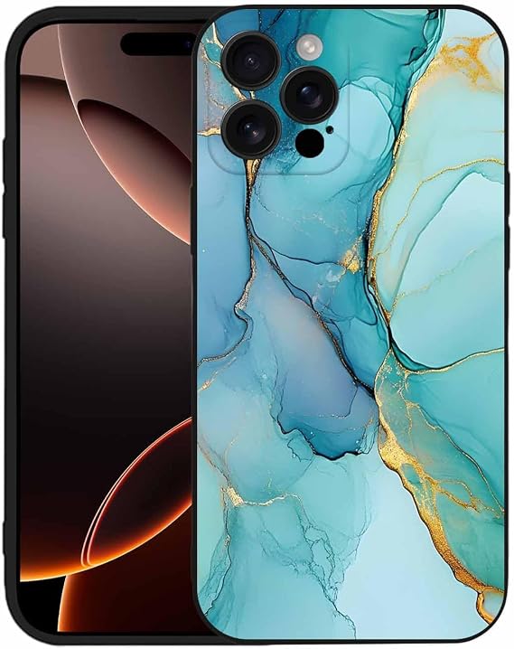 Silicone Phone Case for iPhone 15, Aqua Marble Scratchproof Phone Case Silicone Upgraded with Camera Protection Phone Case Full Body Shockproof Cover Case