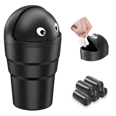 Car Bin with Trash Bags, Cute Mini Car Trash Can with Lid | Waterproof Car Bin for Cup Holder & Side Door,Vehicle Garbage Can for Front/Back Seat for Vehicle,Van,Office and Home Use