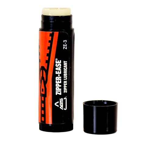 AGS Zipper-Ease Wax Lubricant for Stuck Zippers No-Mess Easy Glide Balm Stick for Jackets, Coats, Backpacks & Outdoor Gear, 0.15 oz