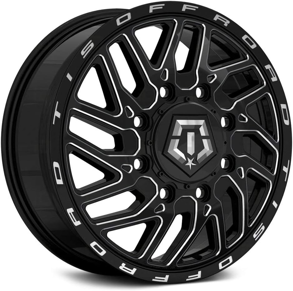 TIS 544BM Dually Custom Wheel - 20x8.25, 127 Offset, 8x200 Bolt Pattern, 156.17mm Hub - Gloss Black with CNC Milled Accents Rim
