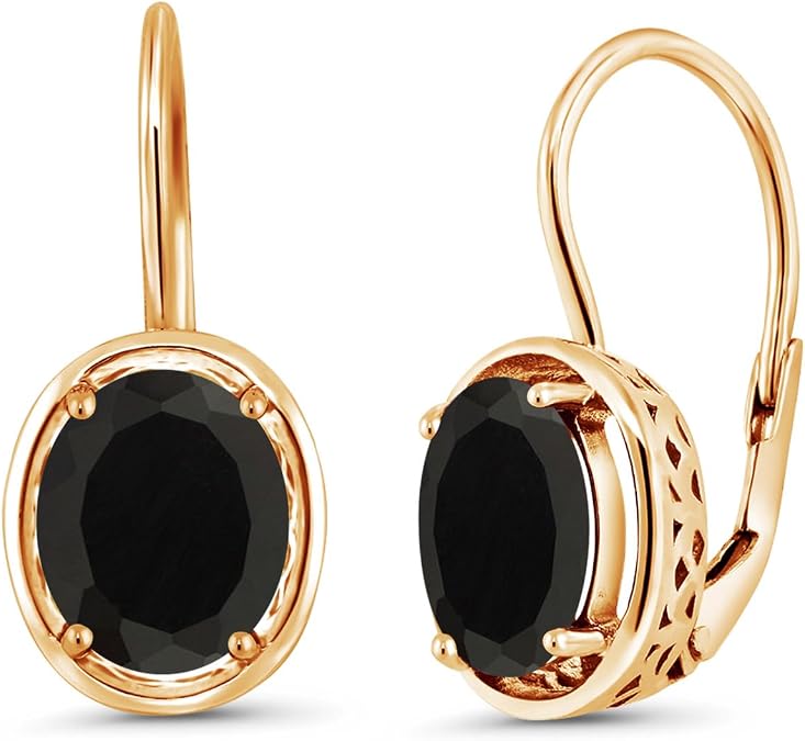 Gem Stone King 4.00 Cttw Oval Black Onyx Dangle Earrings For Women