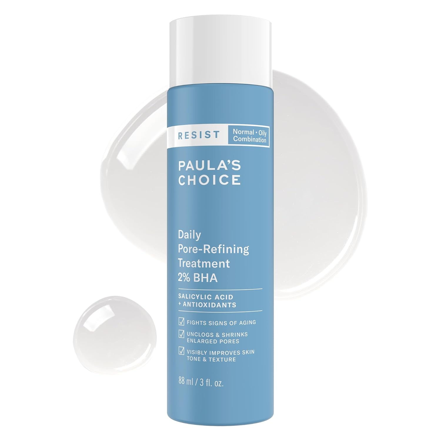 paulas choice resist anti aging 2% bha peel - exfoliant for face exfoliates skin - reduces pores & fights blemishes - with salicylic acid - combination to oily skin - 88 ml