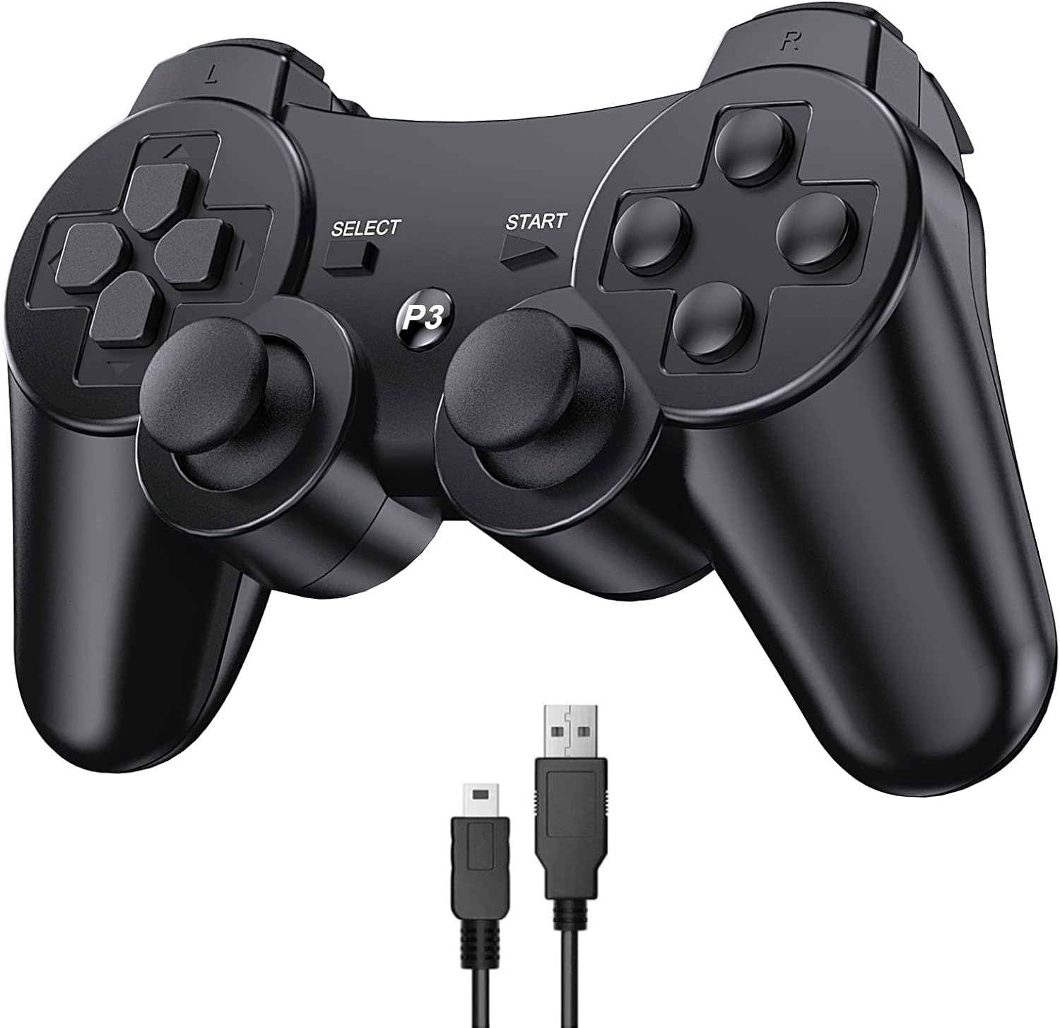 Diswoe Controller for PS3 Wireless Controller Bluetooth Controller for PS3 with Double Shock Ergonomics Rechargable Controller for PS3Gamepad Joystick
