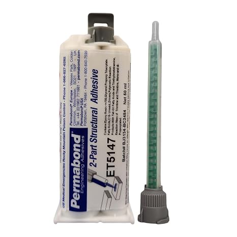 Permabond ET5147 Food Grade Epoxy Adhesive, Two-Part Bonding Kit, 40-60 Min Set Time, Off White (Cartridge + Nozzle, 50ML)