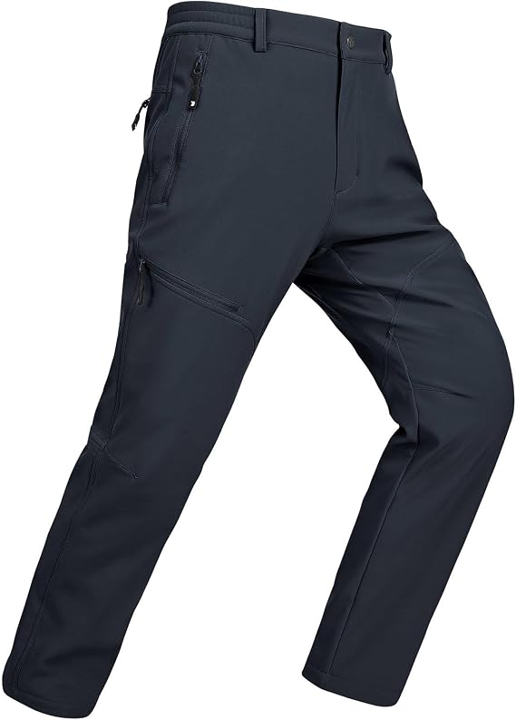 YSENTO Men's Insulated Snow Ski Pants Waterproof Winter Fleece Lined Softshell Hiking Cargo Pants Zipper Pockets