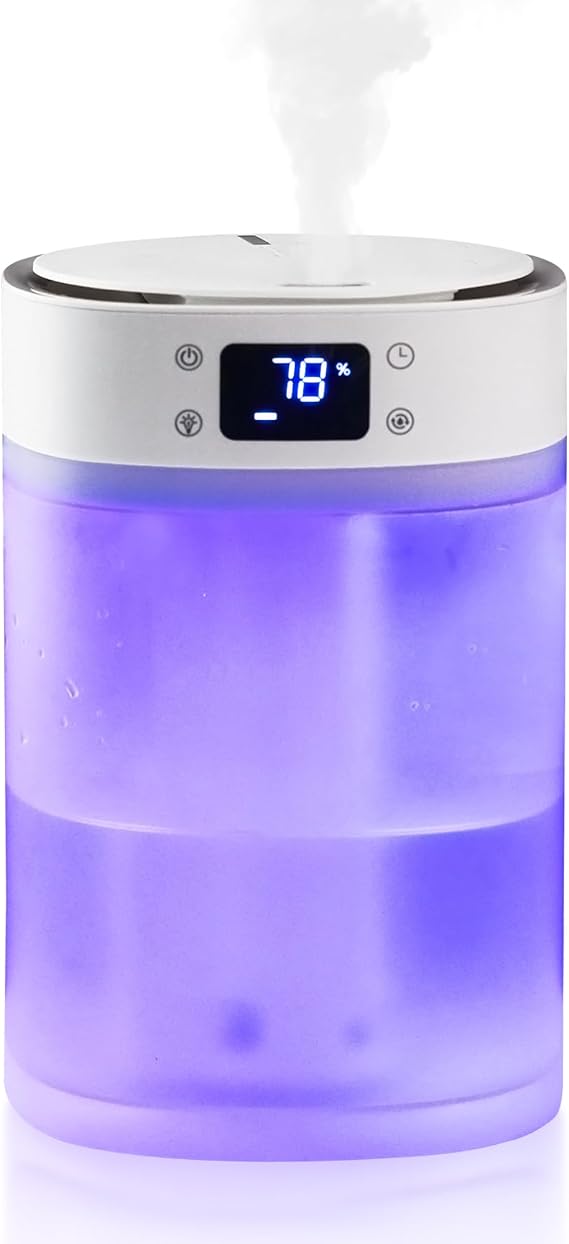 Humidifiers for Bedroom Home, (4L Water Tank) Top-filled Smart Quiet Cool Mist Humidifiers for Large Room, 360Nozzle & Nightlight, 30H Runtime Air Humidifiers for Baby Nusery,Offices,Plants