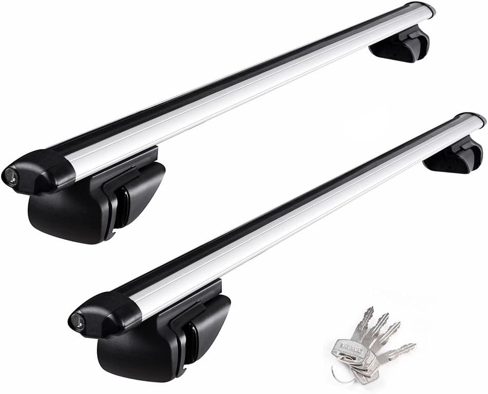 Yescom Universal Roof Rack 50 Aluminum Cross Rail Bar Car Top Luggage Cargo Crossbar Carrier Adjustable Clamp SUV Lockable 1 Pair 150lbs Capacity