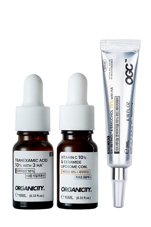 Dark Spot Treatment Serum Kit | EX-RetinolTM & Bakuchiol 15% | Tranexamic Acid 10% | Vitamin C 10% with Ceramide | Fades Hyperpigmentation | Acne