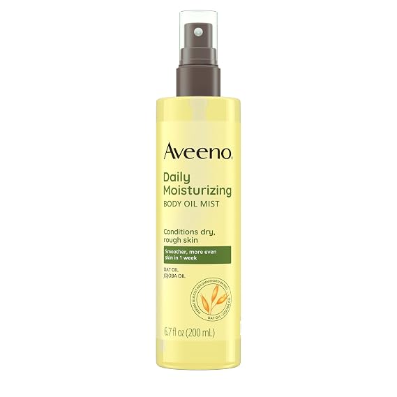 Aveeno Daily Moisturizing Body Oil Mist with Oat Oil and Jojoba Oil for Rough, Dry, Sensitive Skin, Nourishing Body Spray for Smoother, More Even Skin, Paraben- & Silicone-Free, 6.7 fl. oz