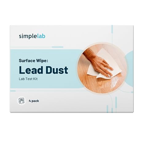Lead Dust Surface Wipe Test by SimpleLab | 4-Pack | at-Home Sampling Lab Test Kit for Indoor Surfaces | Lead Paint Test kit | Includes Materials for 4X Samples - Must be Shipped Back Together