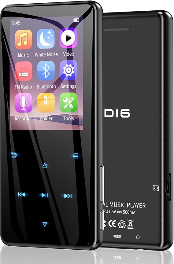 64GB MP3 Player with Bluetooth 5.3, Speaker & White Noise Sounds