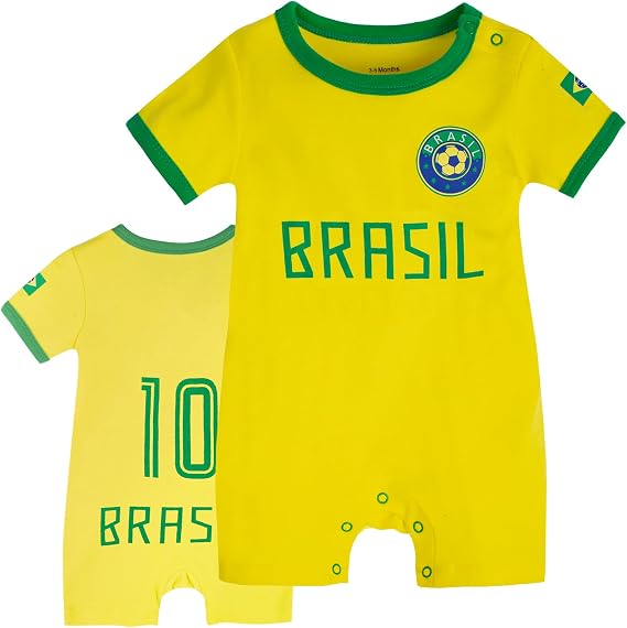 Baby Soccer Bodysuit - Short Sleeve Romper Outfit for Newborn & Toddler 0-24 Months