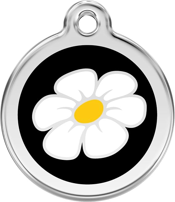 Red Dingo Personalized Daisy Pet ID Dog Tag (Small Black)