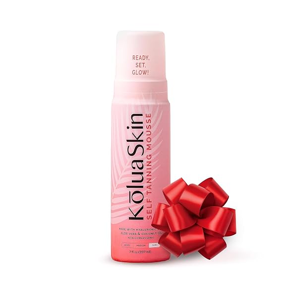 KoluaSkin by KoluaWax Self Tanner Mousse, Dark - Natural-Looking Sunless Body Fake Tan - Dries Quick w/No Streaks, Hydrates Skin - Light Tropical Scent & Dermatologist-tested for Sensitive Skin, 7oz