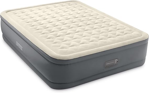 Intex PremAire II Luxury Air Mattress: Built-in Electric Pump Firmness Control Button Queen Size 18in Elevated Bed Height 600lb Weight Capacity