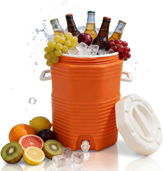 4Gal Insulated Drink Cooler, Portable Beverage Cooler with Spout Orange