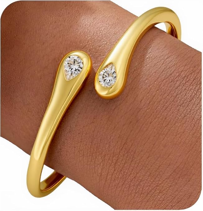 Cicy Bell 18k Gold Plated Tear Drop Bangle Bracelets for Women