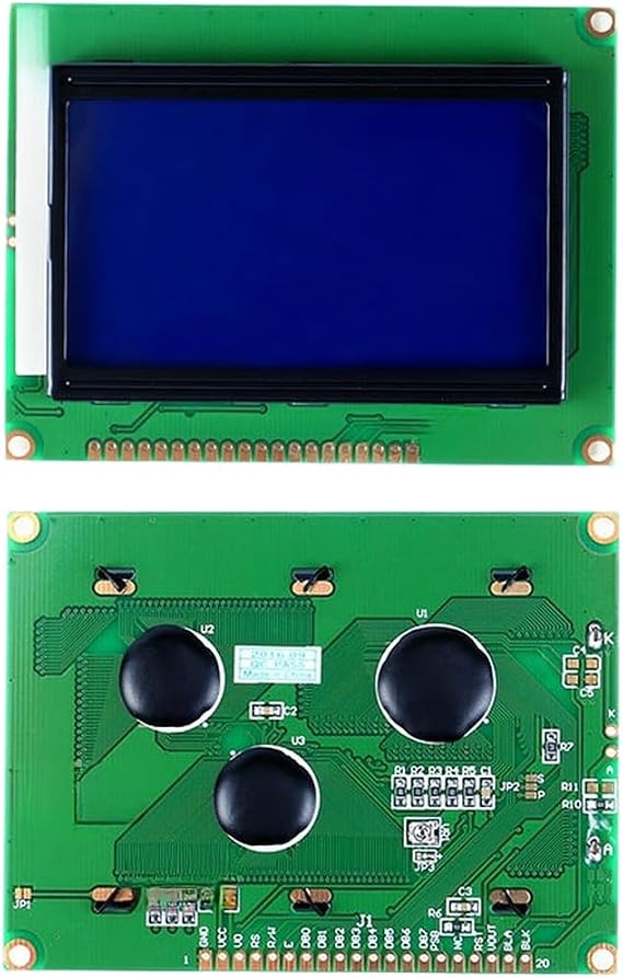 12864 LCD Display Module 128x64 Dot for matrix with Backlight, STN Screen, Built-in Chinese Font, 3.3V-5V Wide Voltage, I2C Interface for Industrial Electronics(A)