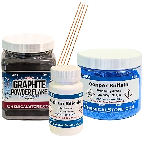 Electroforming, Electroplating & Electrodeposition Materials Pack Copper Sulfate, Graphite, Sodium Silicate & Copper Wires