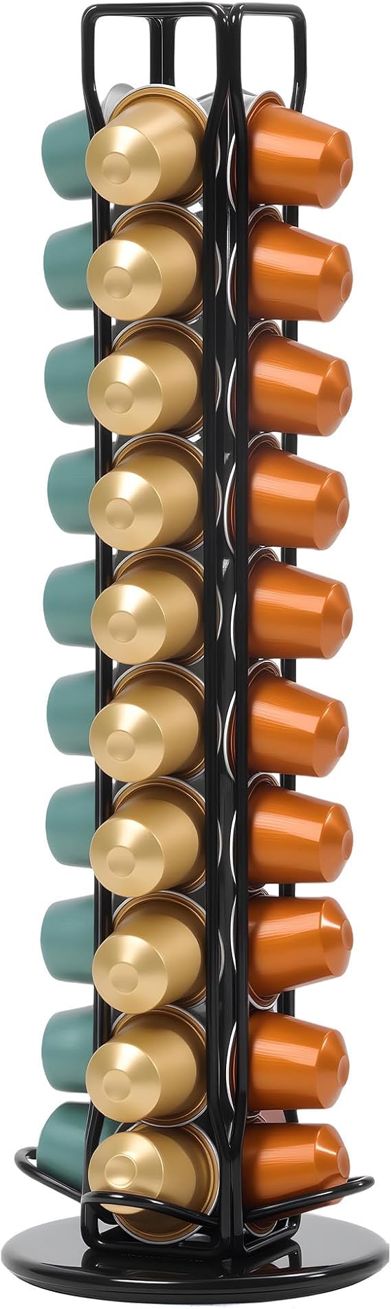 Coffee Pod Holder Storage Organizer Compatible with Nespresso OriginalLine, Rotatable Countertop Coffee Station Organizer -Black/40 Pods