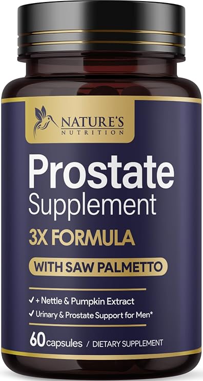 Prostate Health Supplements for Men - 3X Strength with Saw Palmetto Blend Stinging Nettle Root & Pumpkin Seed Support Complex - Supports Bathroom Trips Prostate & Urinary Health - 60 Capsules
