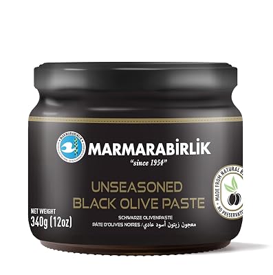 Marmarabirlik, Black Olives Spread, Turkish Olive Paste & Tapenade, Gourmet Mediterranean Flavor, Sandwiches, Crackers, Appetizer, Dips & Salads, Vegan, Kosher, Halal, 12oz 340g