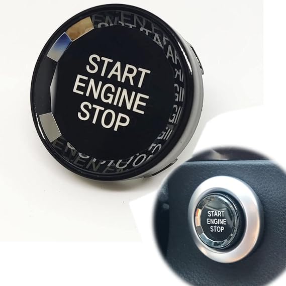 Angelguoguo Crystal Engine Start Stop Switch Button Replace Cover for BMW 1 3 5 Series E87 E90/E91/E92/E93 E60 X1 E84 X3 E83 X5 E70 X6 E71 Z4 (for E Chassis, Black)